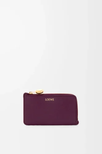 Çakıl desenli dana derisinden üretilmiş çakıl desenli bozuk para kartlık Plum