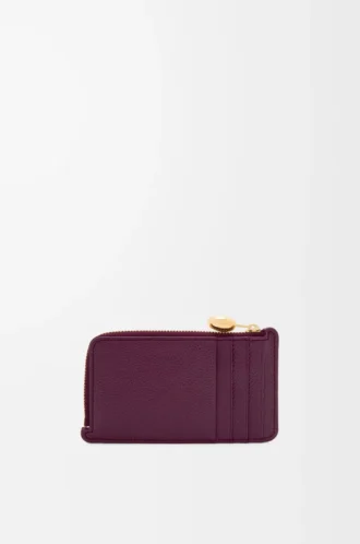 Çakıl desenli dana derisinden üretilmiş çakıl desenli bozuk para kartlık Plum
