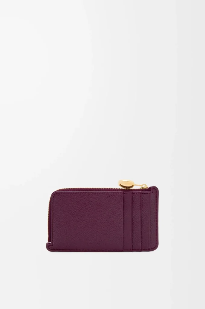 Çakıl desenli dana derisinden üretilmiş çakıl desenli bozuk para kartlık Plum