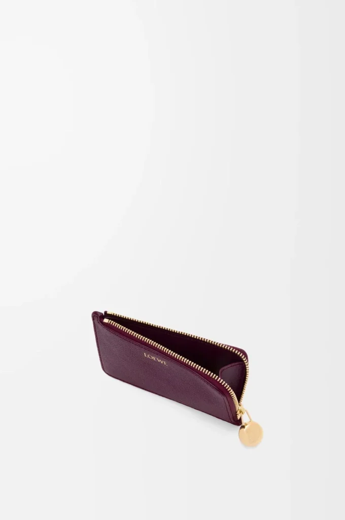 Çakıl desenli dana derisinden üretilmiş çakıl desenli bozuk para kartlık Plum
