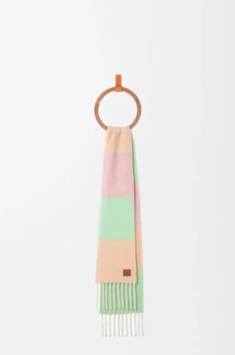 Alpaka ve yün karışımı şal Şeftali/Matcha/Pembe