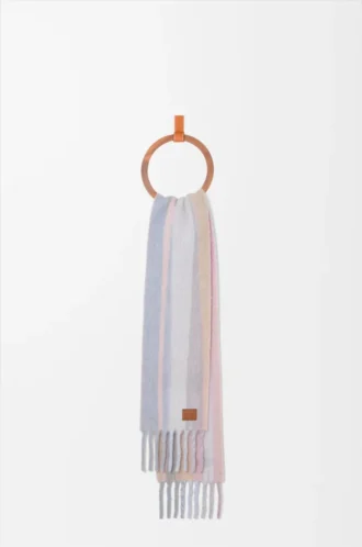 Alpaka ve yün karışımı atkı Açık Mavi/Pembe/Kumtaşı