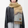 Alpaka ve yün karışımı eşarp Camel/Çok Renkli