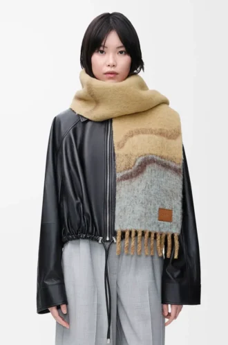 Alpaka ve yün karışımı eşarp Camel/Çok Renkli