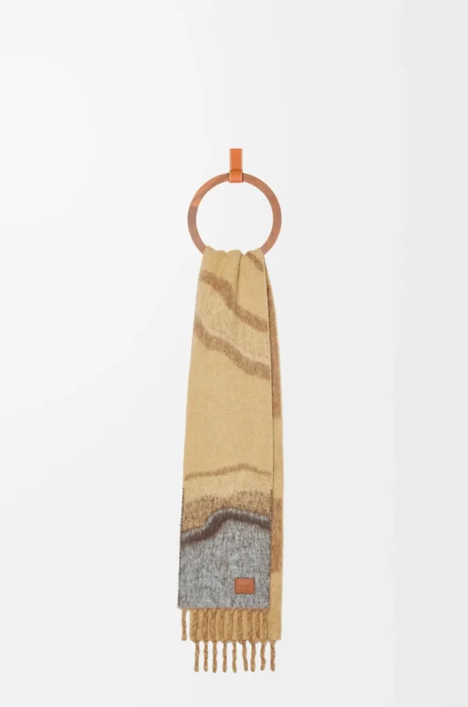 Alpaka ve yün karışımı eşarp Camel/Çok Renkli