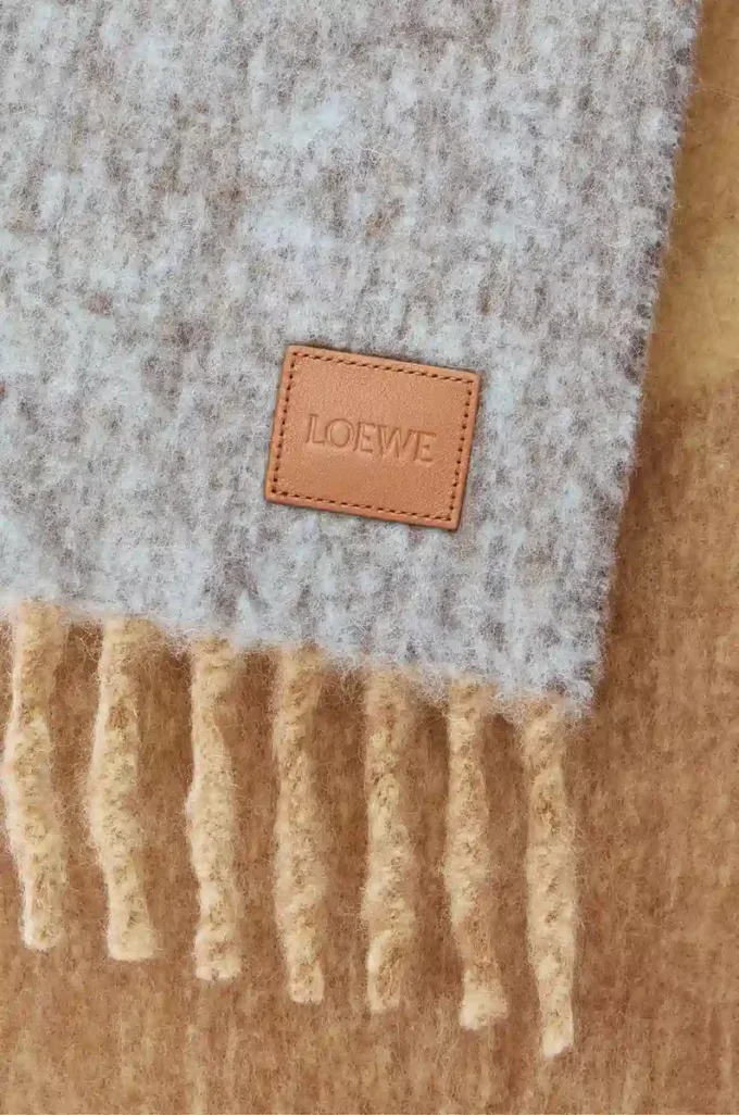 Alpaka ve yün karışımı eşarp Camel/Çok Renkli