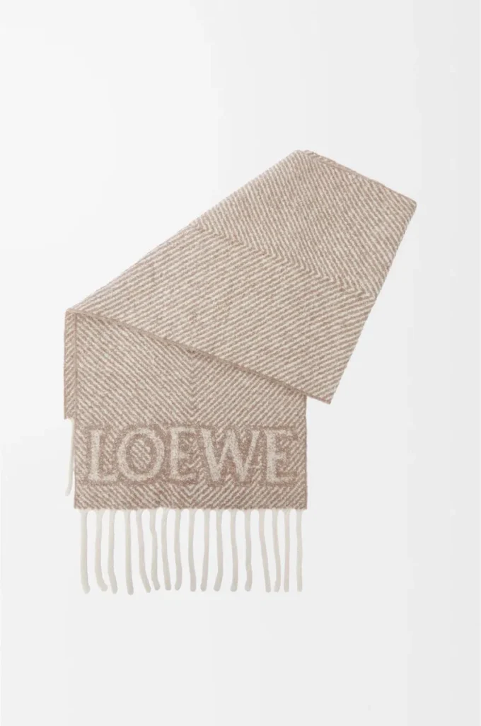 Alpaka ve yün karışımı LOEWE fular Bej/Ekru