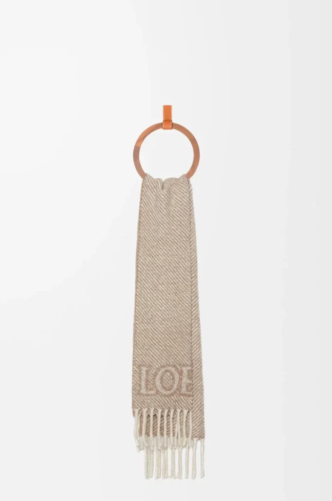 Alpaka ve yün karışımı LOEWE fular Bej/Ekru