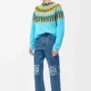 Anagram bol kesim kot pantolon Mid Blue Denim