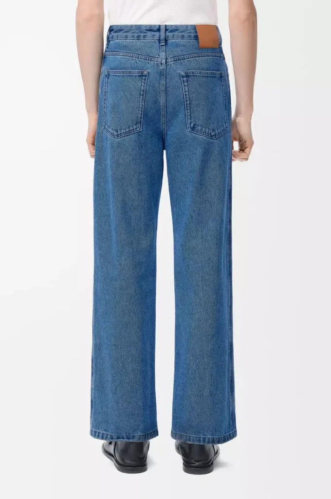Anagram bol kesim kot pantolon Mid Blue Denim