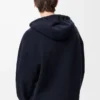 Anagram fermuarlı yün kapüşonlu sweatshirt Lacivert