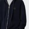 Anagram fermuarlı yün kapüşonlu sweatshirt Lacivert