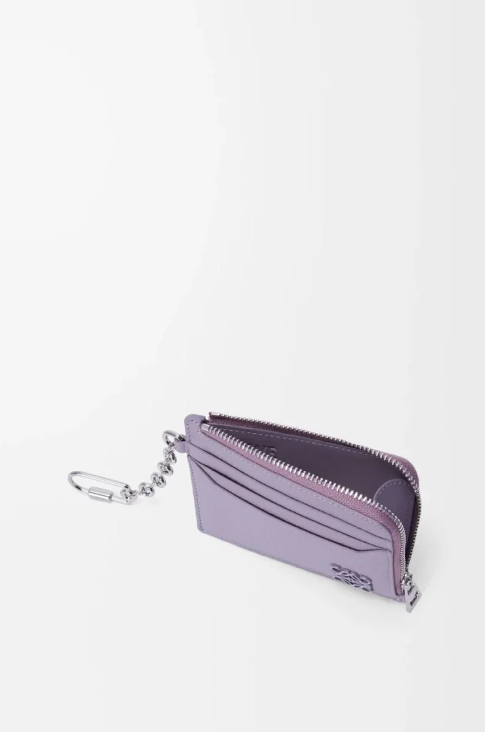 Anagram kare bozuk para kartlık, çakıl desenli dana derisi Dirty Mauve
