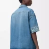Anagram kısa kollu denim gömlek Yıkanmış Denim