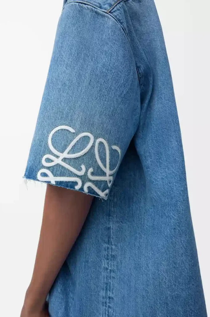 Anagram kısa kollu denim gömlek Yıkanmış Denim