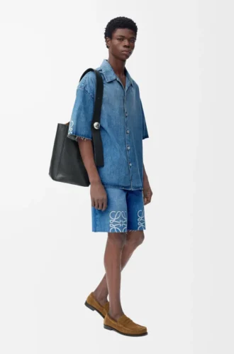 Anagram şort, denim Yıkanmış Denim