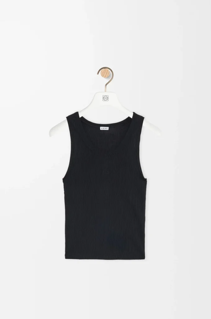 Anagram tank top, ipek, Siyah