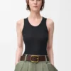 Anagram tank top, ipek, Siyah