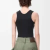 Anagram tank top, ipek, Siyah