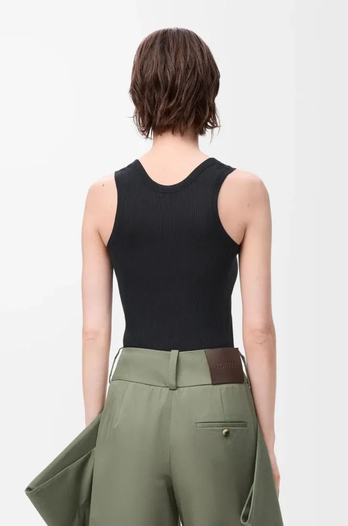 Anagram tank top, ipek, Siyah