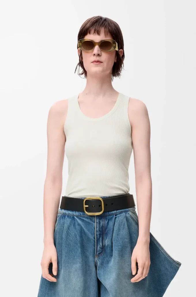 Anagram tank top, ipek, yumuşak beyaz