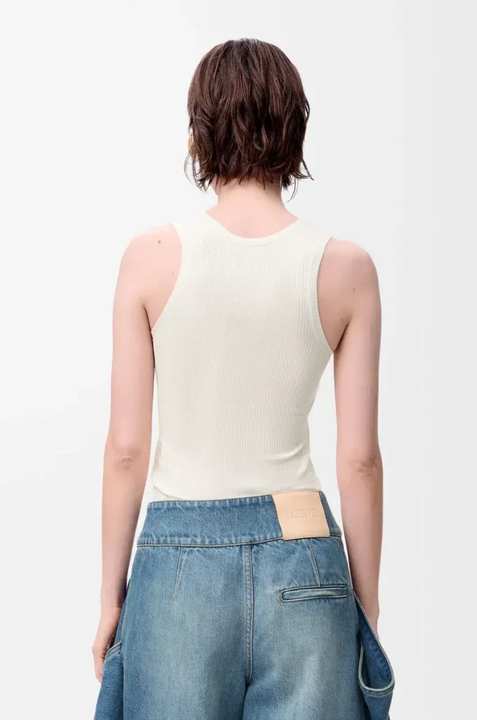 Anagram tank top, ipek, yumuşak beyaz
