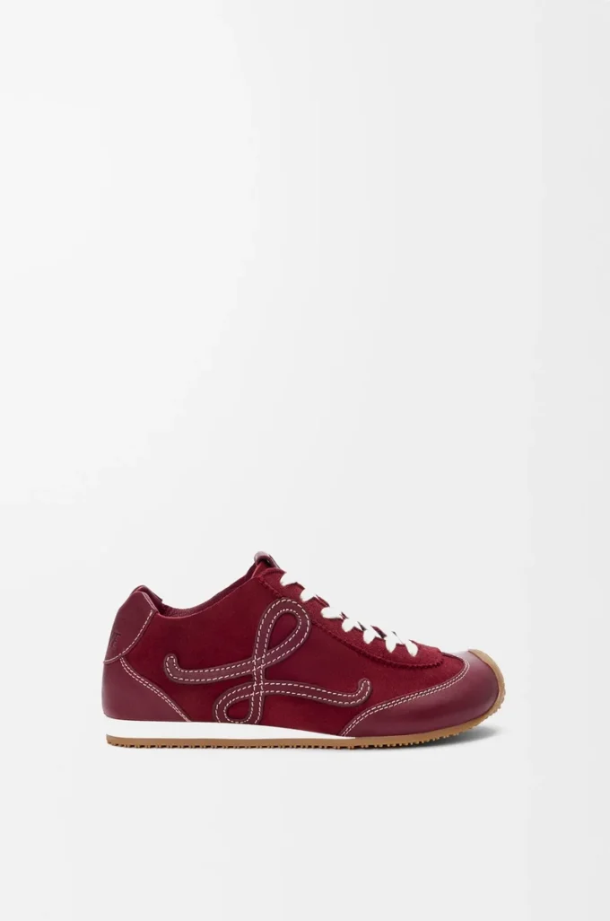 Ballet Runner 2.0 astarsız geyik derisi ve bitkisel tabaklanmış dana derisi Burgundy
