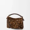 Bej/kahverengi baskılı shearling kumaştan üretilmiş küçük Puzzle Edge çanta