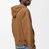 Bej/mavi pamuklu fermuarlı kapüşonlu sweatshirt