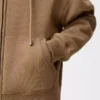 Bej/mavi pamuklu fermuarlı kapüşonlu sweatshirt