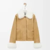 Beyaz/Altın renkli shearling ceket