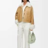 Beyaz/Altın renkli shearling ceket