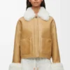 Beyaz/Altın renkli shearling ceket