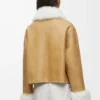 Beyaz/Altın renkli shearling ceket