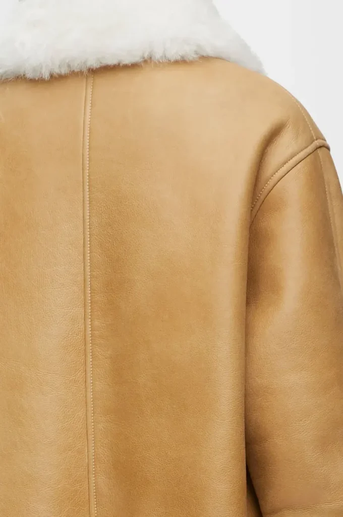 Beyaz/Altın renkli shearling ceket