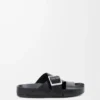 Bitkisel tabaklanmış dana derisinden üretilmiş Ease Buckle terlik Siyah