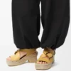 Bitkisel tabaklanmış dana derisinden yapılmış, petal espadrille platform sandalet, Ochre