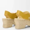 Bitkisel tabaklanmış dana derisinden yapılmış, petal espadrille platform sandalet, Ochre
