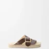 Bitkisel tabaklanmış dana derisinden yapılmış petal espadrille terlik Kahverengi