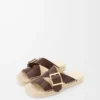 Bitkisel tabaklanmış dana derisinden yapılmış petal espadrille terlik Kahverengi
