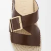 Bitkisel tabaklanmış dana derisinden yapılmış petal espadrille terlik Kahverengi