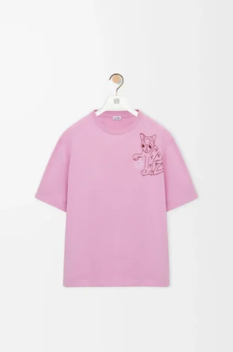 Bol kesim pamuklu pembe tişört