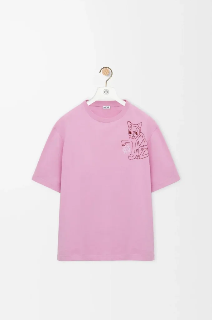Bol kesim pamuklu pembe tişört