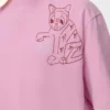 Bol kesim pamuklu pembe tişört