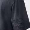 Bol kesim pamuklu tişört Siyah