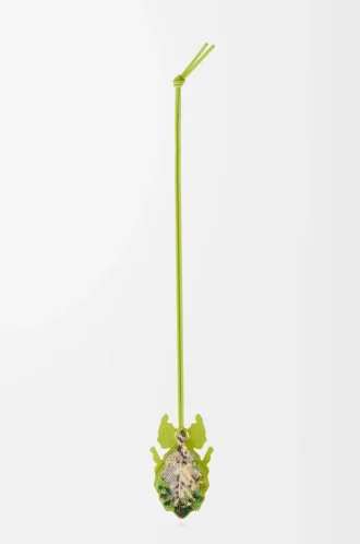 Boncuklu deriden yaprak böceği anahtarlık Meadow Green