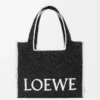 Büyük LOEWE Font Tote, rafya, Siyah