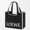 Büyük LOEWE Font Tote, rafya, Siyah