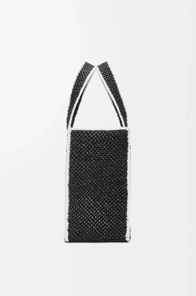 Büyük LOEWE Font Tote, rafya, Siyah