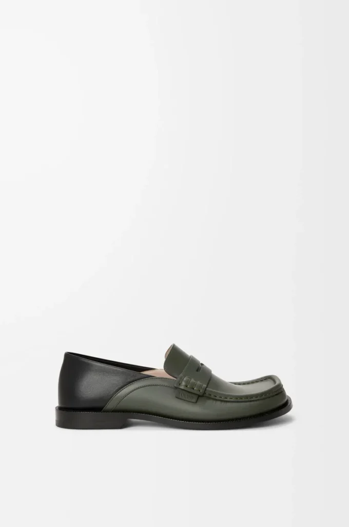 Campo flap back loafer, mumlanmış dana derisi, adaçayı/siyah
